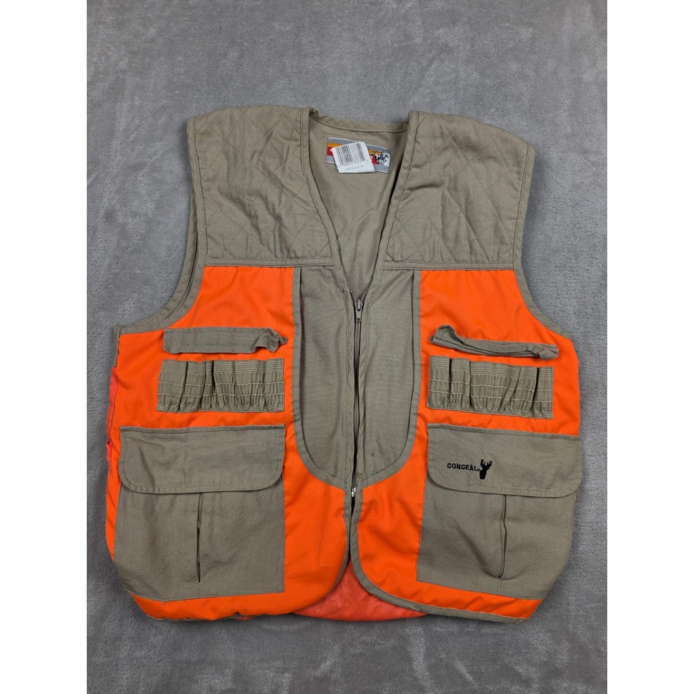 Winchester Hunting Vest Mens Medium Tan Orange Quilted Pockets Gorpcore